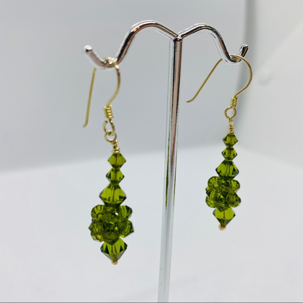 Swarovski Green crystal Earrings - Picture 1 of 6
